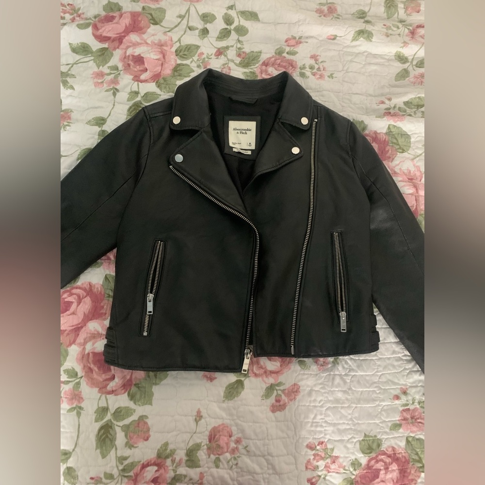 Abercrombie & Fitch Vegan Black Leather Jacket (M)